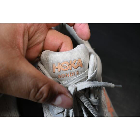 HOKA Bondi 8 Women’s Running Shoes US 9.5B Gray Pink Cushioned - Picture 3 of 8